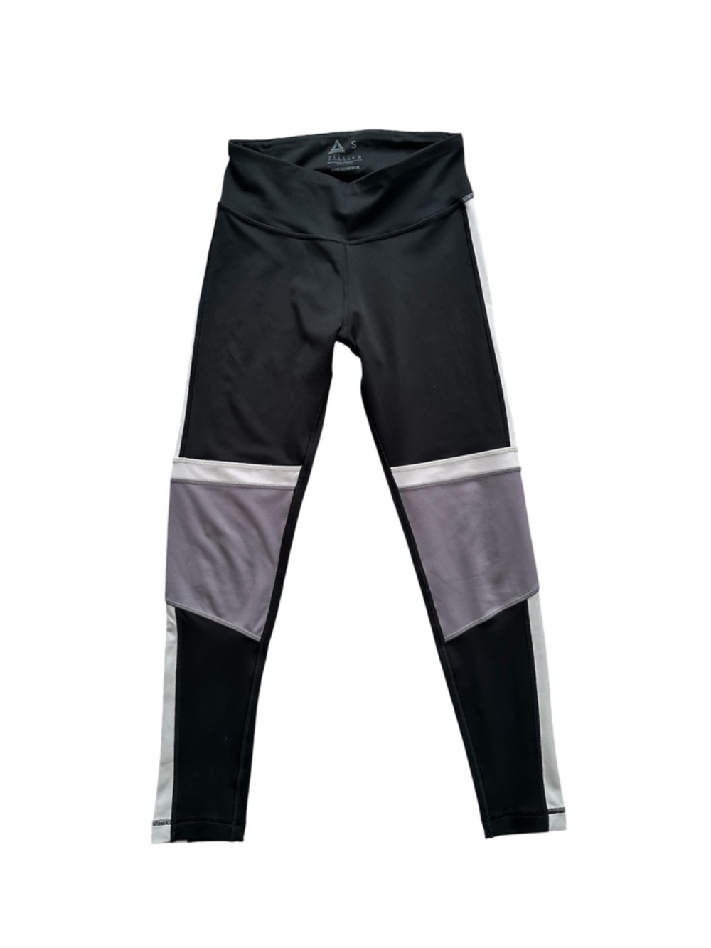 Reebok Speedwick Leggings Women’s Small Black Gray Colorblock High Rise
